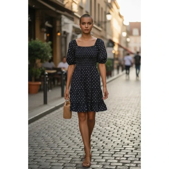blue dress for baby girl Black and white polka dot prom chiffon dresses HY0030 – Xiaolizi